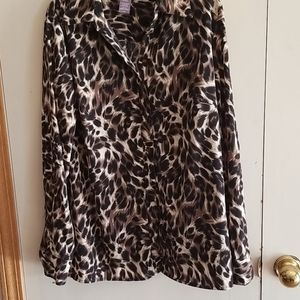 Womens Medium Dress Blouse with animal print